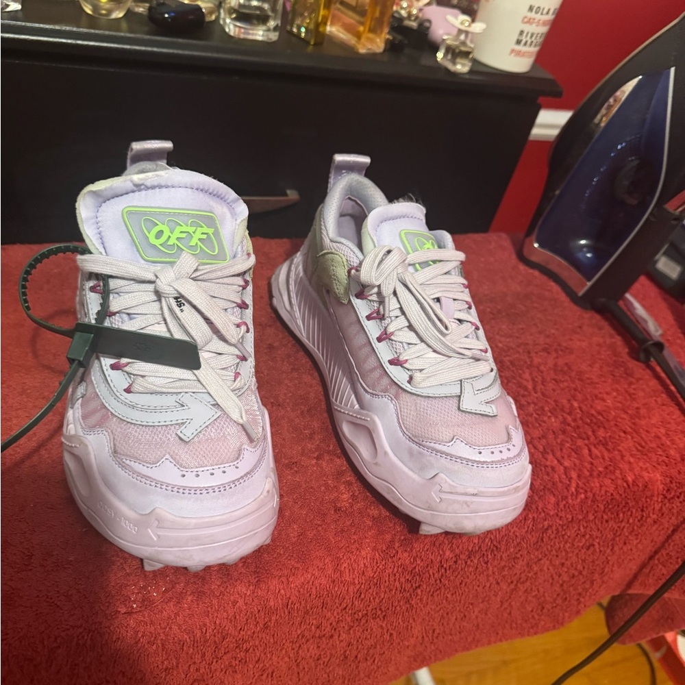 Off-White Lavender and Mint Sneakers